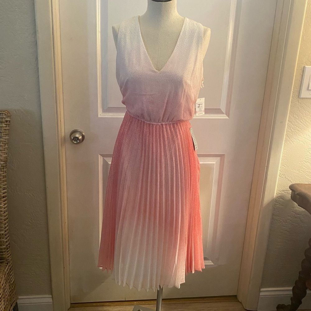 NWT Taylor Ombré Dot Print Chiffon Midi Dress Sz 10